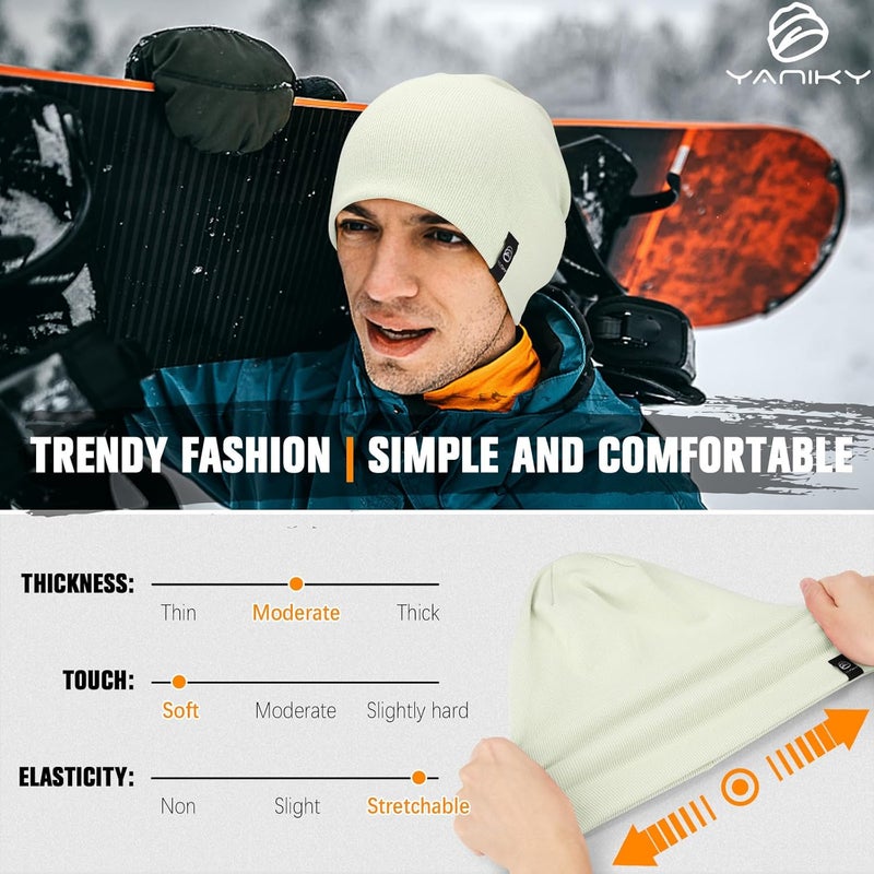 YANIKY Slouchy Beanie for Women, Mens Soft Cotton Beanie Hat, Double Layer Windproof Skull Cap for All Seasons - Image 4